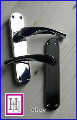Polished Chrome Modern Latch Interior Door Handle Arched Handles 1-15 Pairs D7