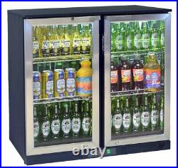 Premium Commercial Double 2 Door Bar Bottle Display Cooler Fridge Beer Wine