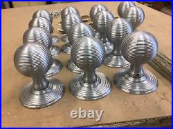 SEVEN PAIRS of SATIN CHROME KNOB SETs REEDED or BEEHIVE STYLE SOLID BRASS used
