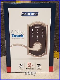 Schlage FE695VCAM619ACC Touch Keypad Camelot Lever Entry Door Lock Satin Nickel