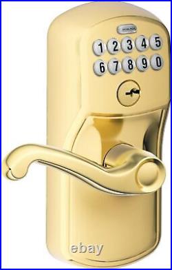 Schlage Plymouth Keypad Entry with Flex-Lock in Bright Brass (Factory Sealed)