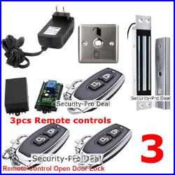 UK Door Access Control KIT+Electric Magnetic Door Lock+3PCS Remote Controls+EXIT