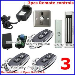 UK Door Access Control System +Electric Magnetic Door Lock+ 3 Remote Controls
