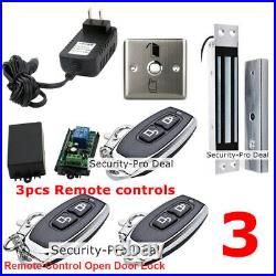 UK New Door Access Control System+Inset Door Magnetic Lock+3PCS Wireless Remotes