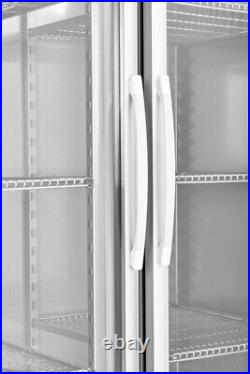 Upright Double Door Freezer Stainless Steel Led Illuminated Door Commercial