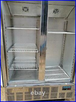 Upright double door fridge chiller commercial stainless steal Polar