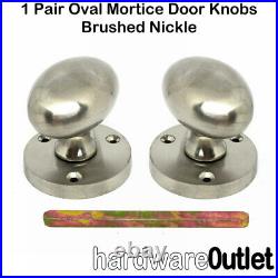 Victorian OVAL Mortice door Knob set Brass Chrome or Brushed Nickle + bar screws